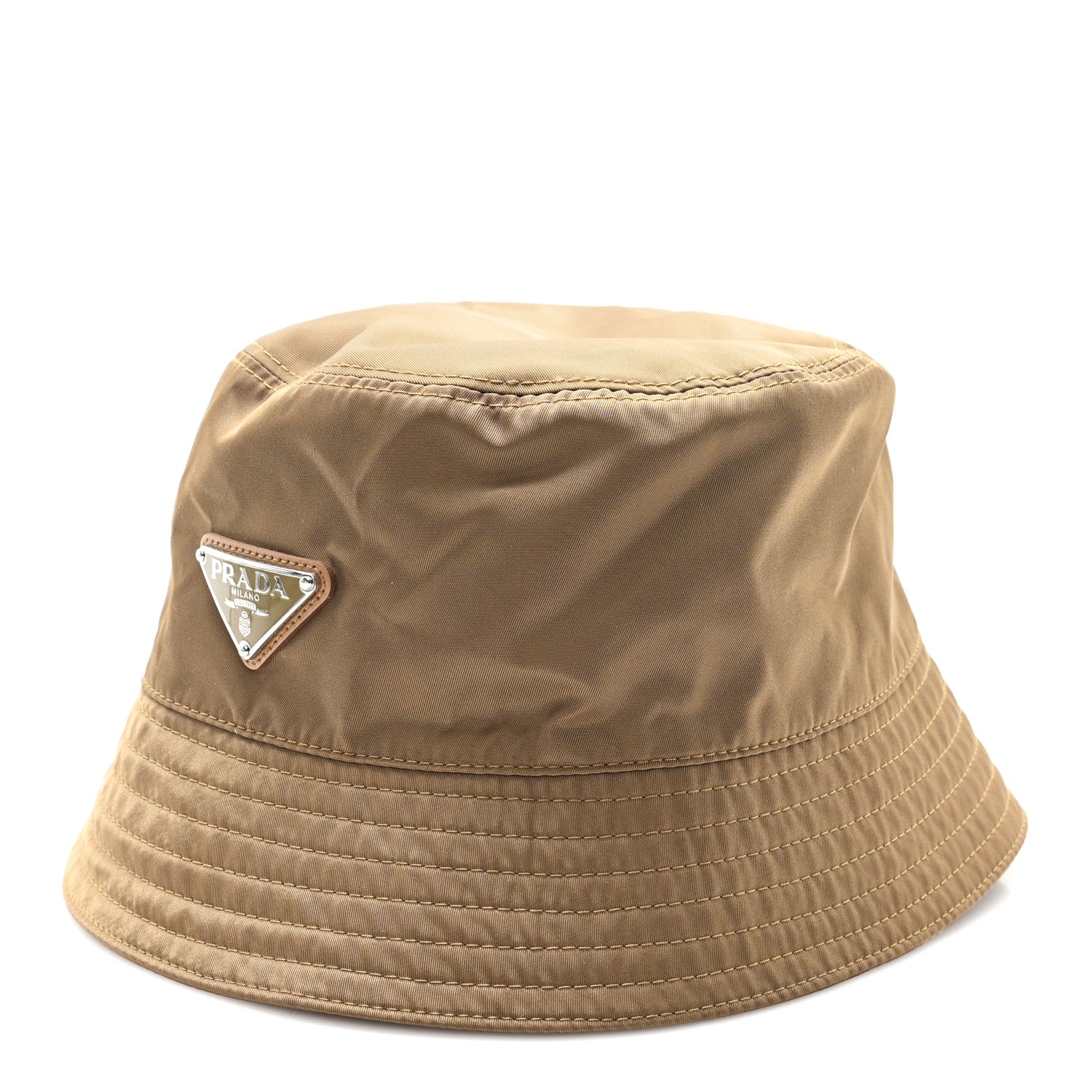 Prada Re-Nylon Metal Triangle Logo Mens Bucket Hat M Sughero 1 of 8