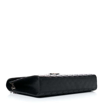Saint Laurent Grain De Poudre Textured Mixed Matelasse Large Triquilt Monogram Satchel Black 4 of 17