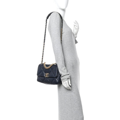 Chanel Lambskin Quilted Medium Chanel 19 Flap Navy Blue 2 of 14