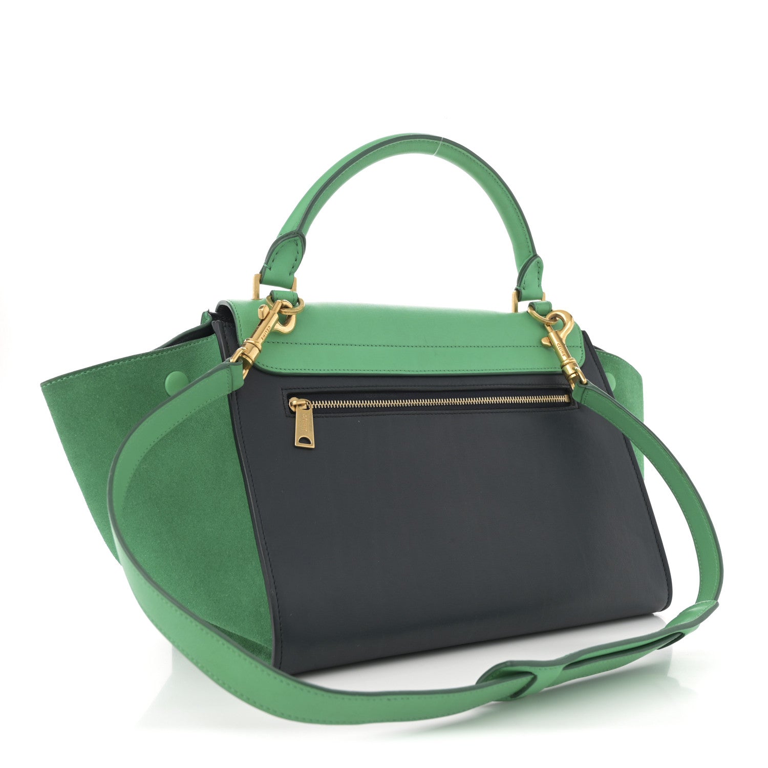 Celine Smooth Calfskin Suede Small Bi-Color Trapeze Palm 2 of 14