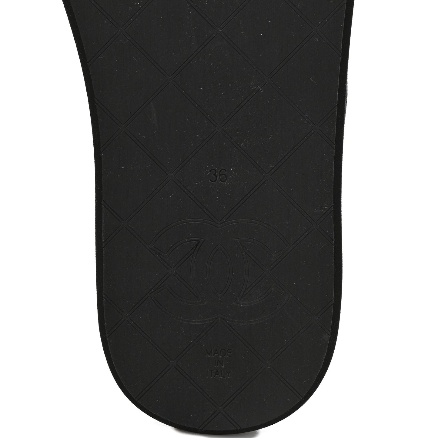 Lambskin Quilted Padded Charms Thong Sandals 36 Black