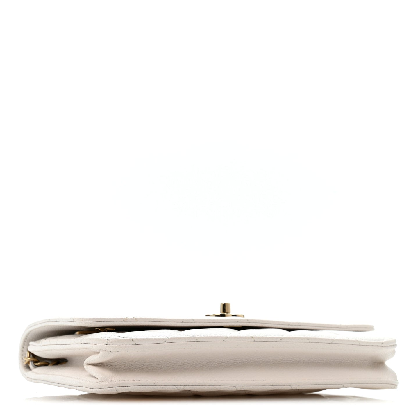 Caviar Quilted CC Turnlock Wallet On Chain WOC White