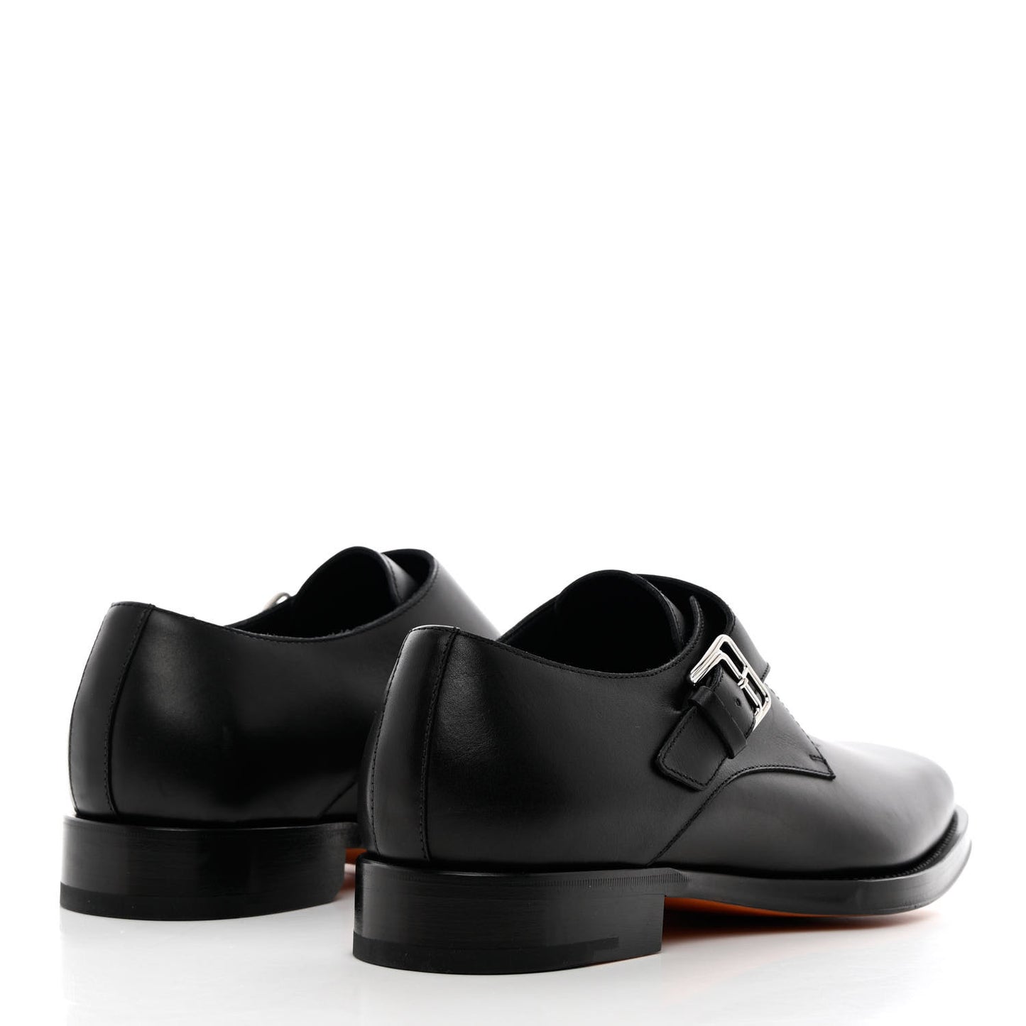 Calfskin Mens Buckle Loafers 42 Black