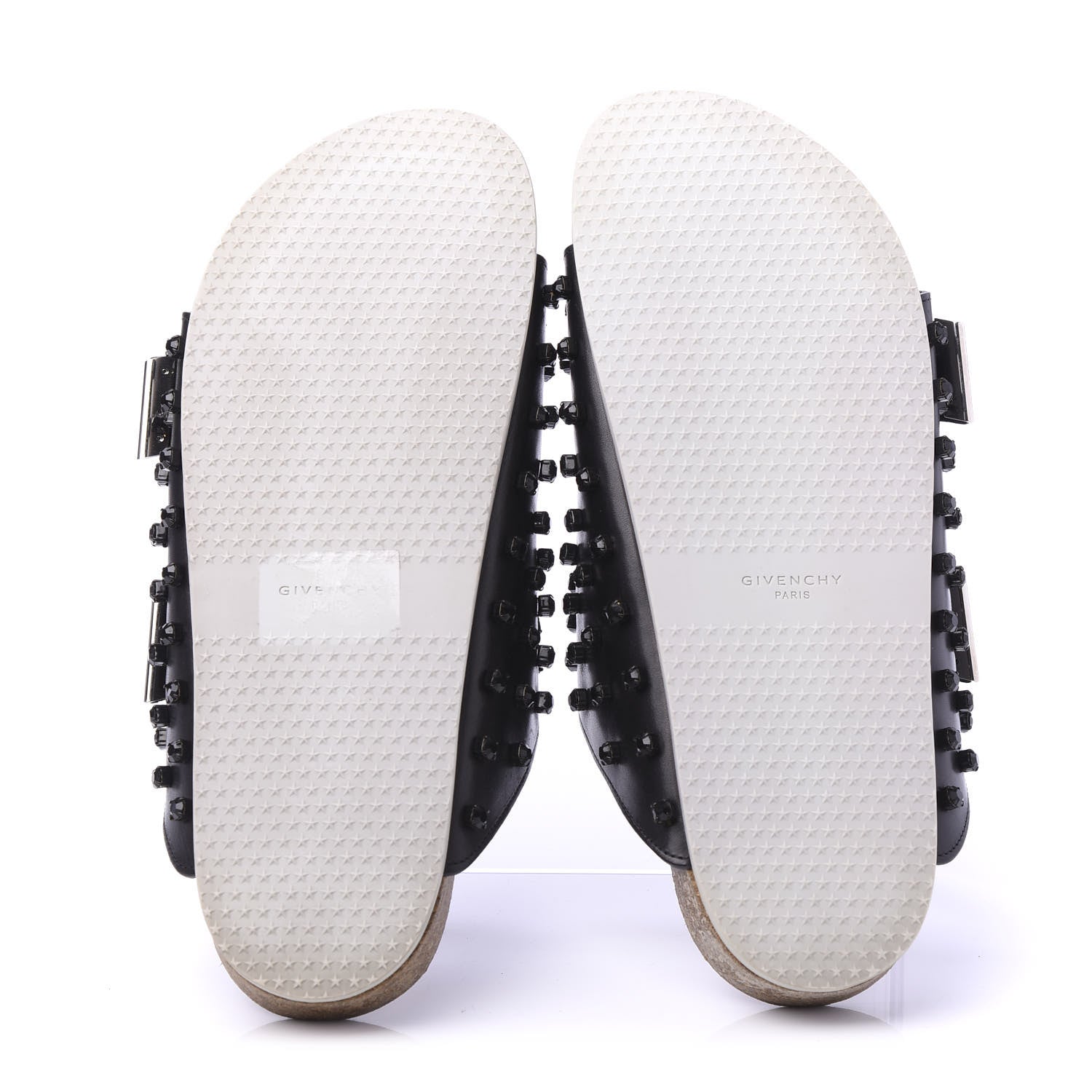 Givenchy Calfskin Crystal Embellished Mens Double Buckle Slide Sandals 42 Black 5 of 9