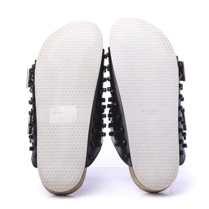 Givenchy Calfskin Crystal Embellished Mens Double Buckle Slide Sandals 42 Black 5 of 9