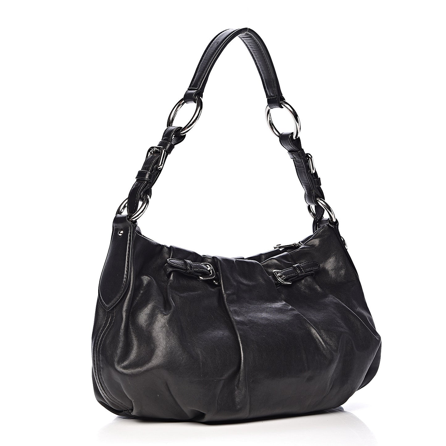 Soft Calfskin Pleated Hobo Black