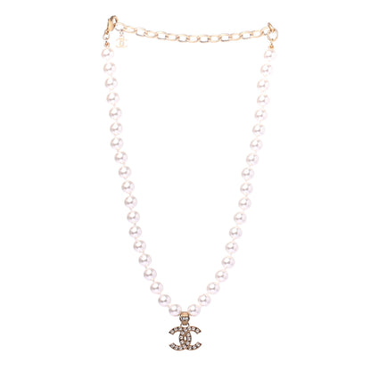 Chanel Pearl Crystal CC Short Necklace Gold 2 of 4