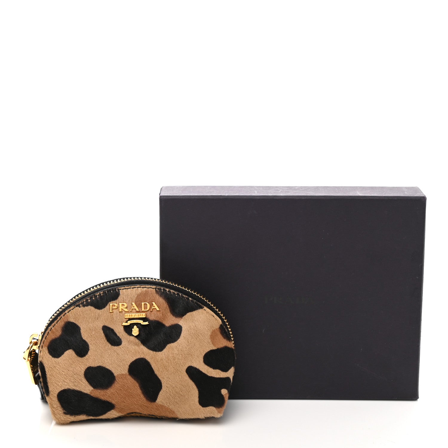 Prada Calf Hair Leopard Print Coin Purse Miele 7 of 7
