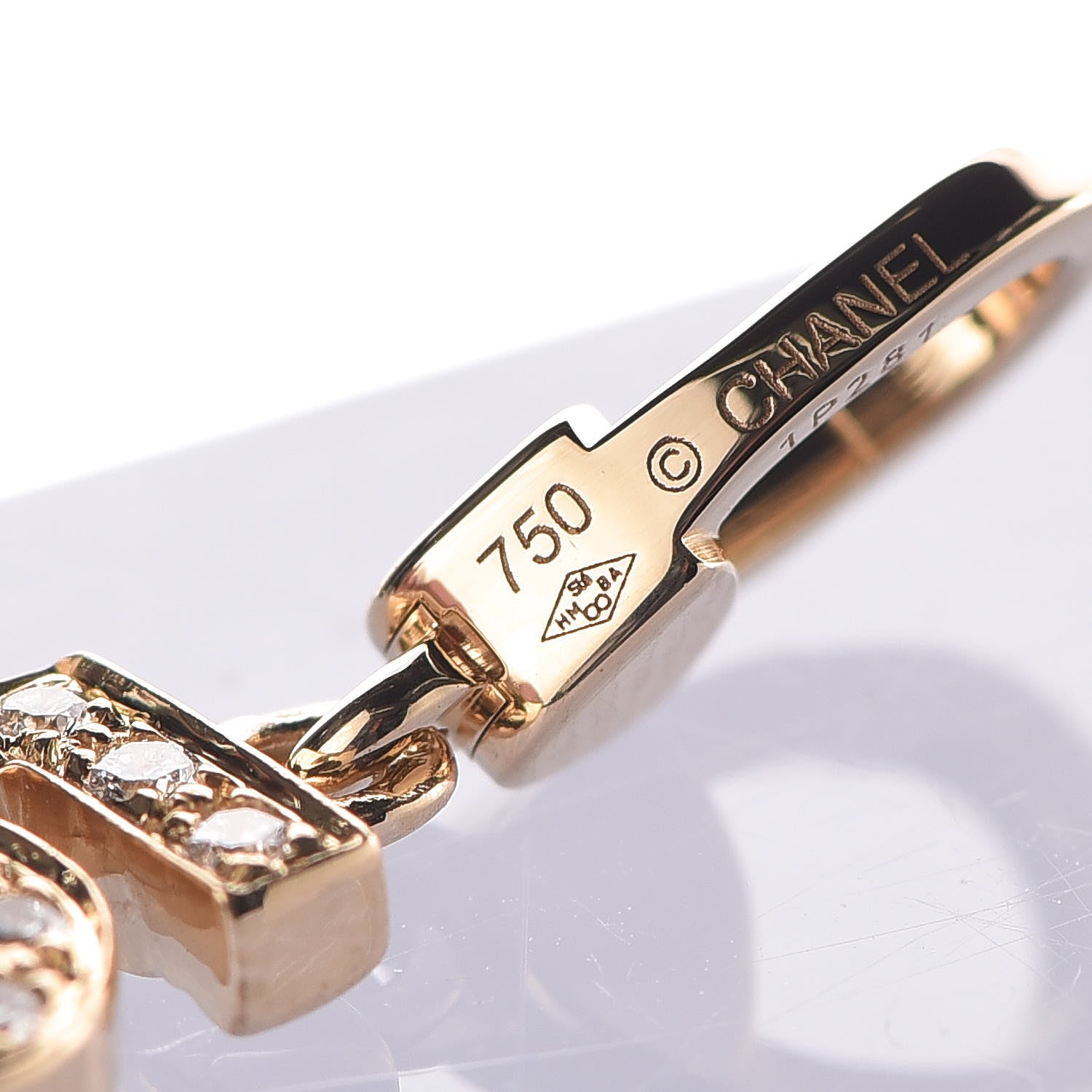 Chanel 18K Yellow Gold Diamond Number 5 Charm 3 of 5