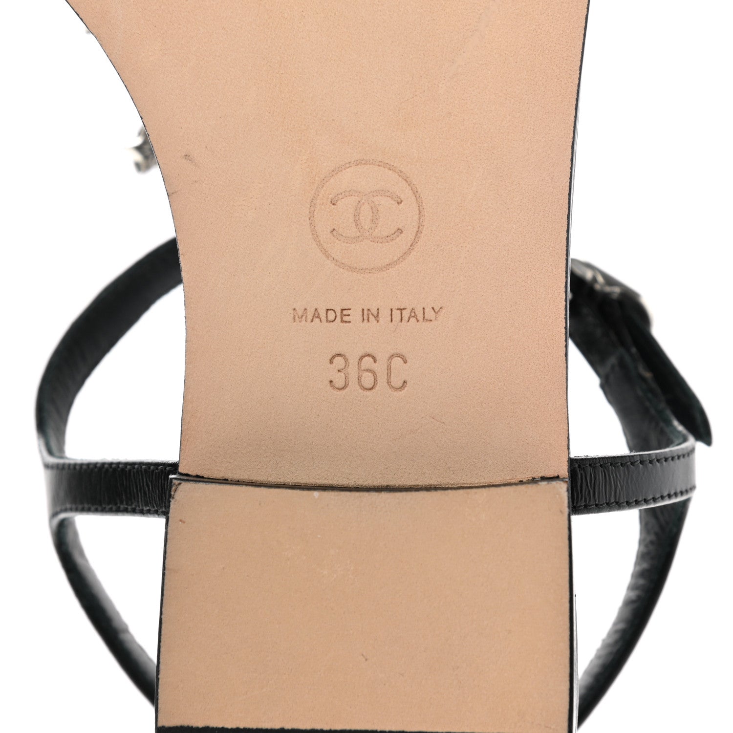 Chanel Calfskin Pearl CC Star Thong Sandals 36 Black 7 of 8