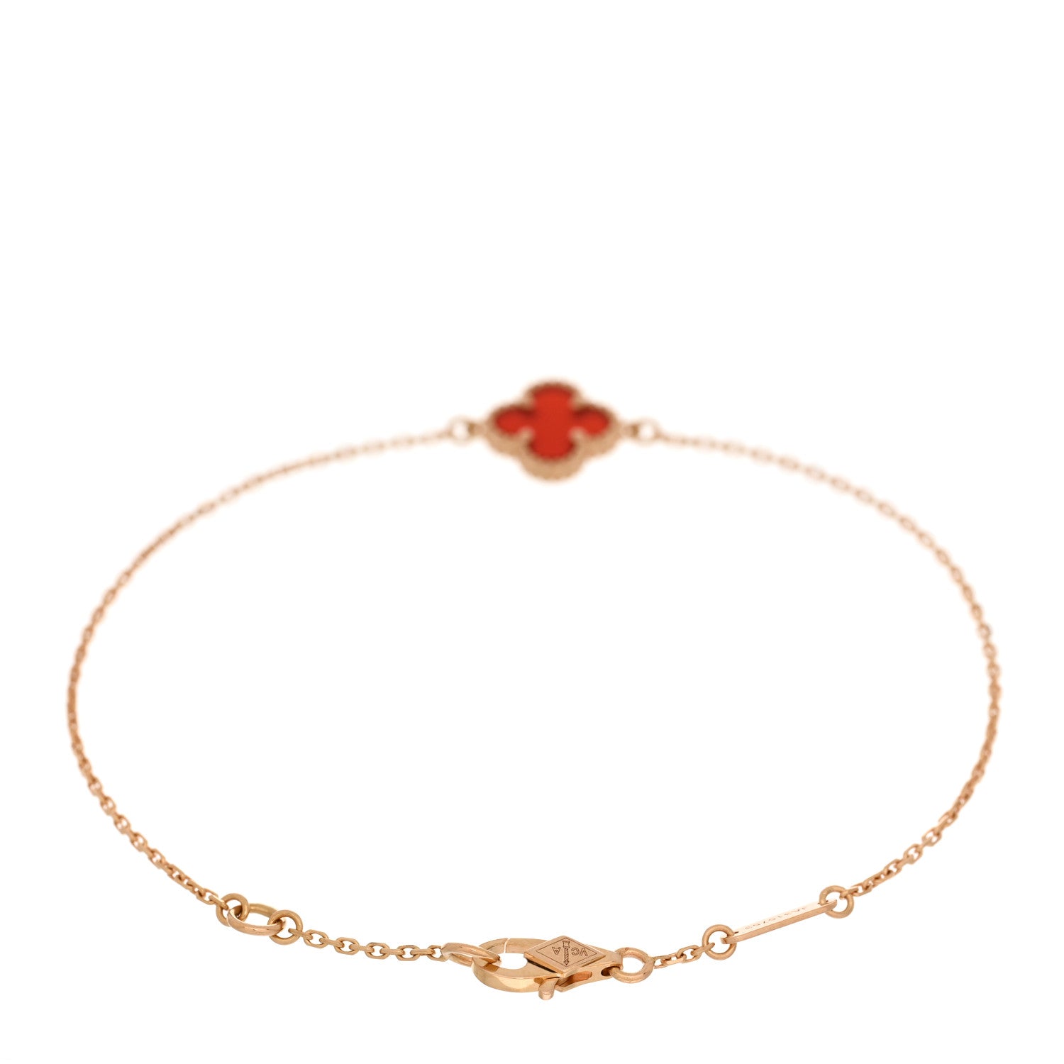 Van Cleef & Arpels 18K Rose Gold Carnelian Sweet Alhambra Bracelet 2 of 4