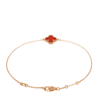 Van Cleef & Arpels 18K Rose Gold Carnelian Sweet Alhambra Bracelet 2 of 4