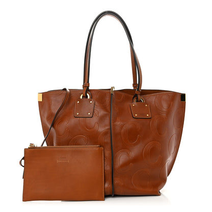 Chloe Smooth Calfskin C Embossed Medium Vick Tote Caramel 1 of 11