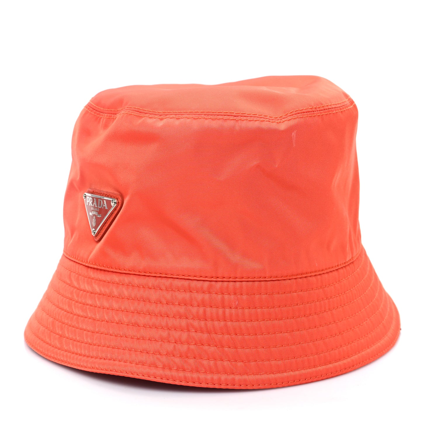Re-Nylon Metal Triangle Logo Womens Bucket Hat M Arancio
