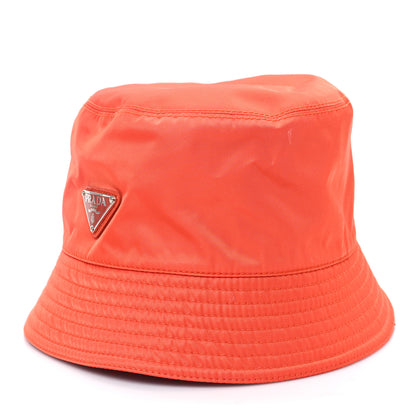 Prada Re-Nylon Metal Triangle Logo Womens Bucket Hat M Arancio 1 of 9
