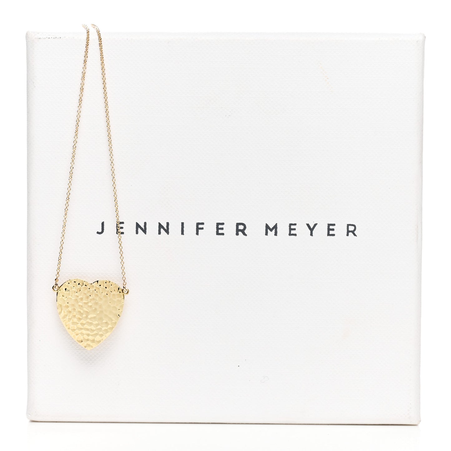 18K Yellow Gold Hammered Heart Pendant Necklace