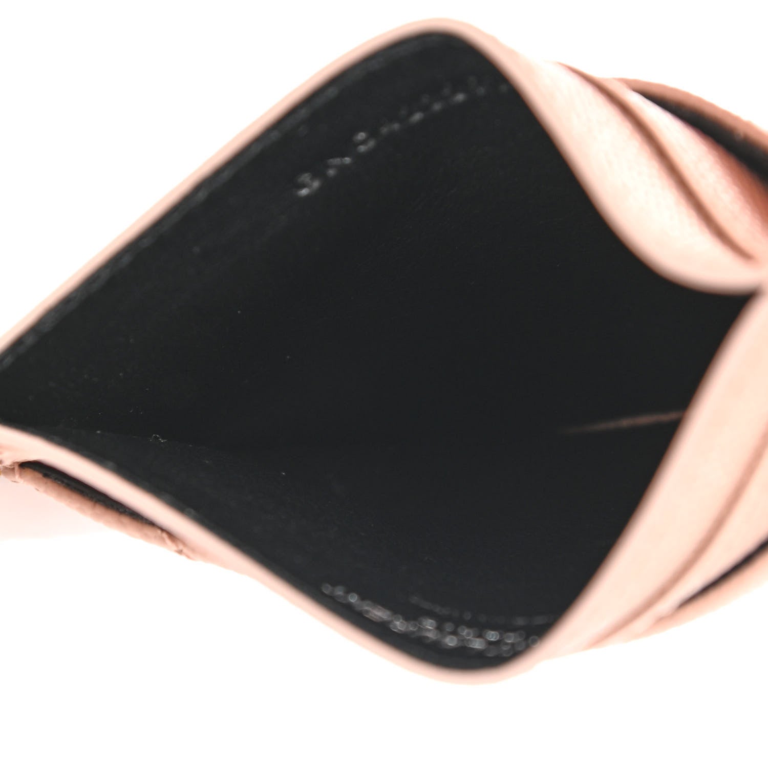 Saint Laurent Grain De Poudre Matelasse Chevron Monogram Credit Card Case Pale Pink 5 of 7