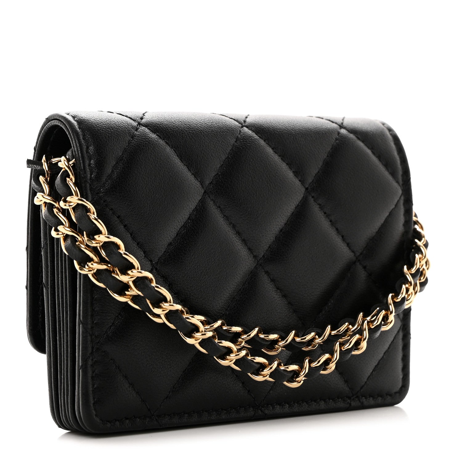 Chanel Lambskin Quilted Flap Card Holder With Cuff Black 4 of 10