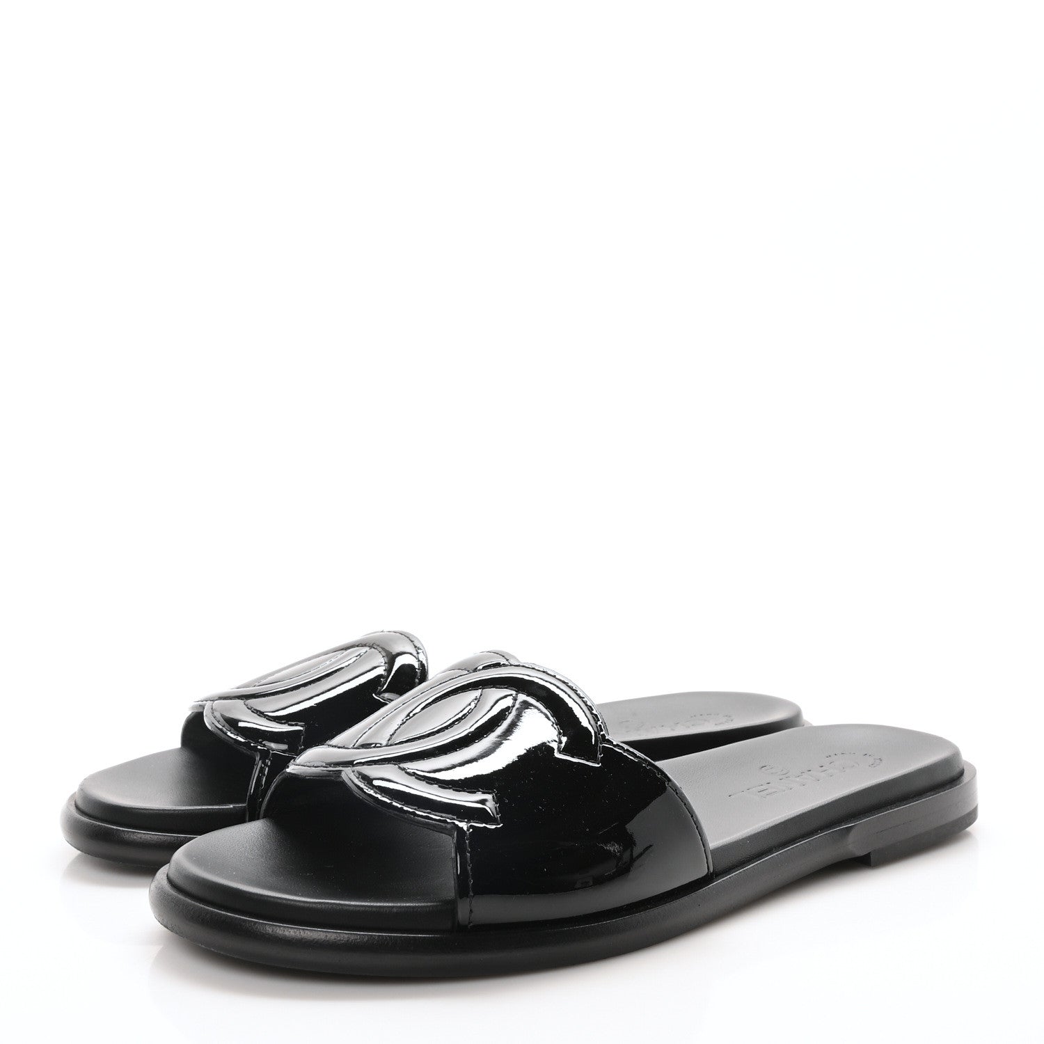 Chanel Mesh Patent Calfskin CC Mules 40.5 Black 4 of 9