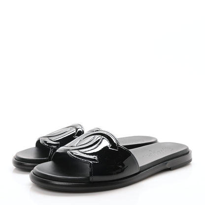 Chanel Mesh Patent Calfskin CC Mules 40.5 Black 4 of 9