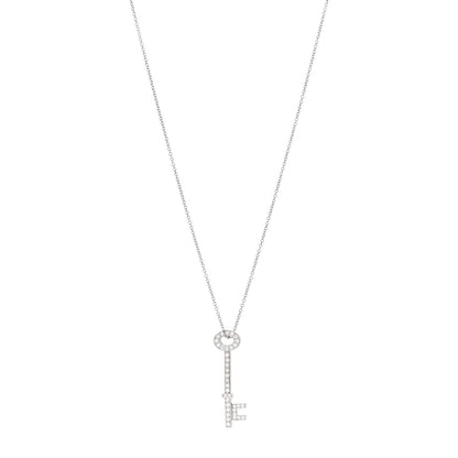 Tiffany Platinum Diamond Oval Key Pendant Necklace 1 of 6