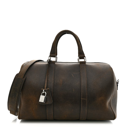 Celine Waxed Suede Calfskin Large Boston Bag Brown 1 of 11