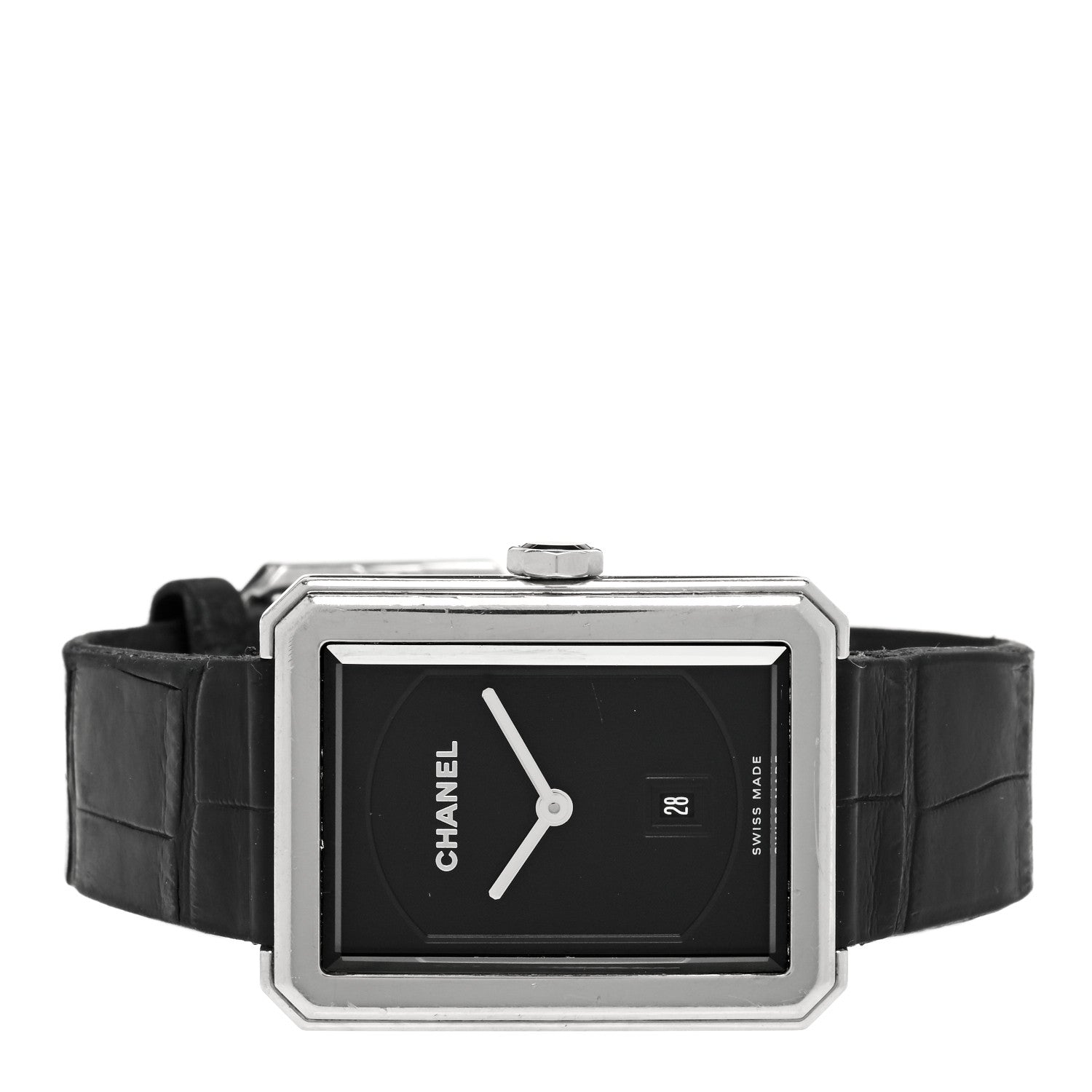 Chanel Stainless Steel Alligator 26mm Boy-Friend Quartz Watch Black 2 of 4