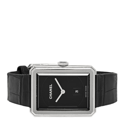 Chanel Stainless Steel Alligator 26mm Boy-Friend Quartz Watch Black 2 of 4