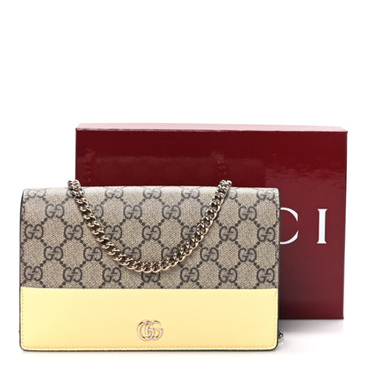 Gucci Dollar Calfskin GG Supreme Monogram Mini GG Marmont Chain Wallet Beige Light Yellow 10 of 10