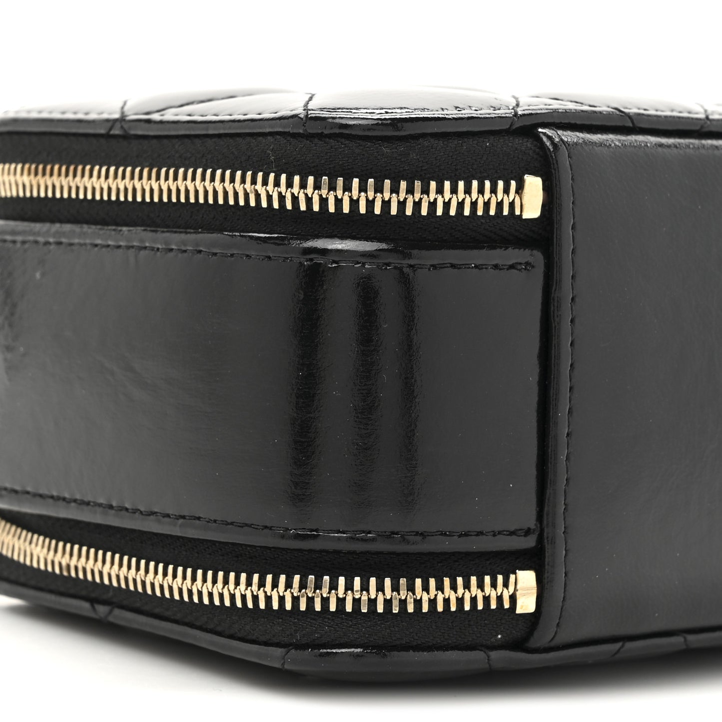 Patent Quilted Top Handle Small Vanity Case Black