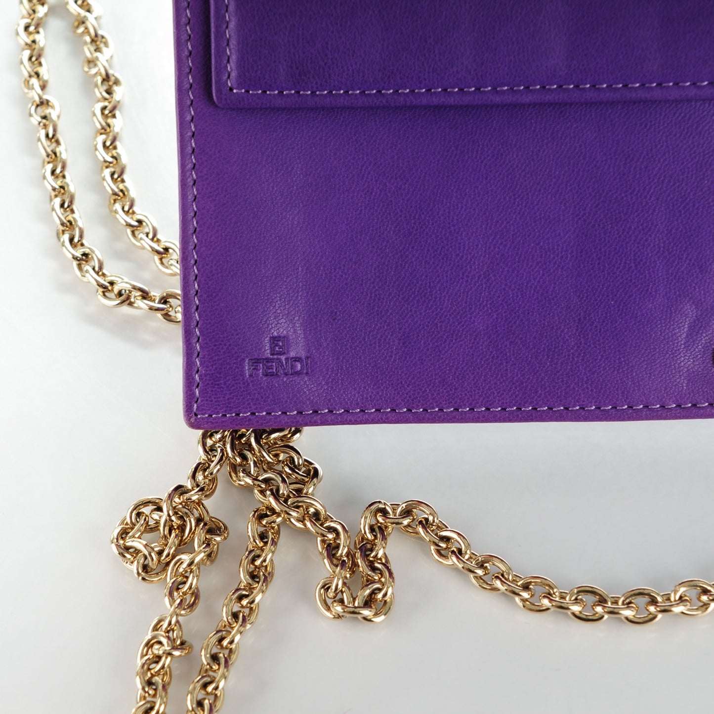 Nappa Logo Embossed Long Wallet On Chain Purple