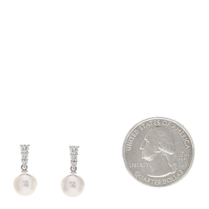 Mikimoto 18K White Gold Diamond Akoya Pearl 8mm Morning Dew Earrings 2 of 6