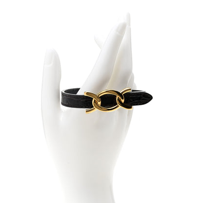 Saint Laurent Leather Cocco Babilas Bracelet Black Gold 2 of 4