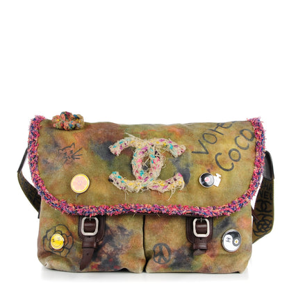 Chanel Washed Toile Large Graffiti On The Pavements Messenger Khaki Multicolor 1 of 8
