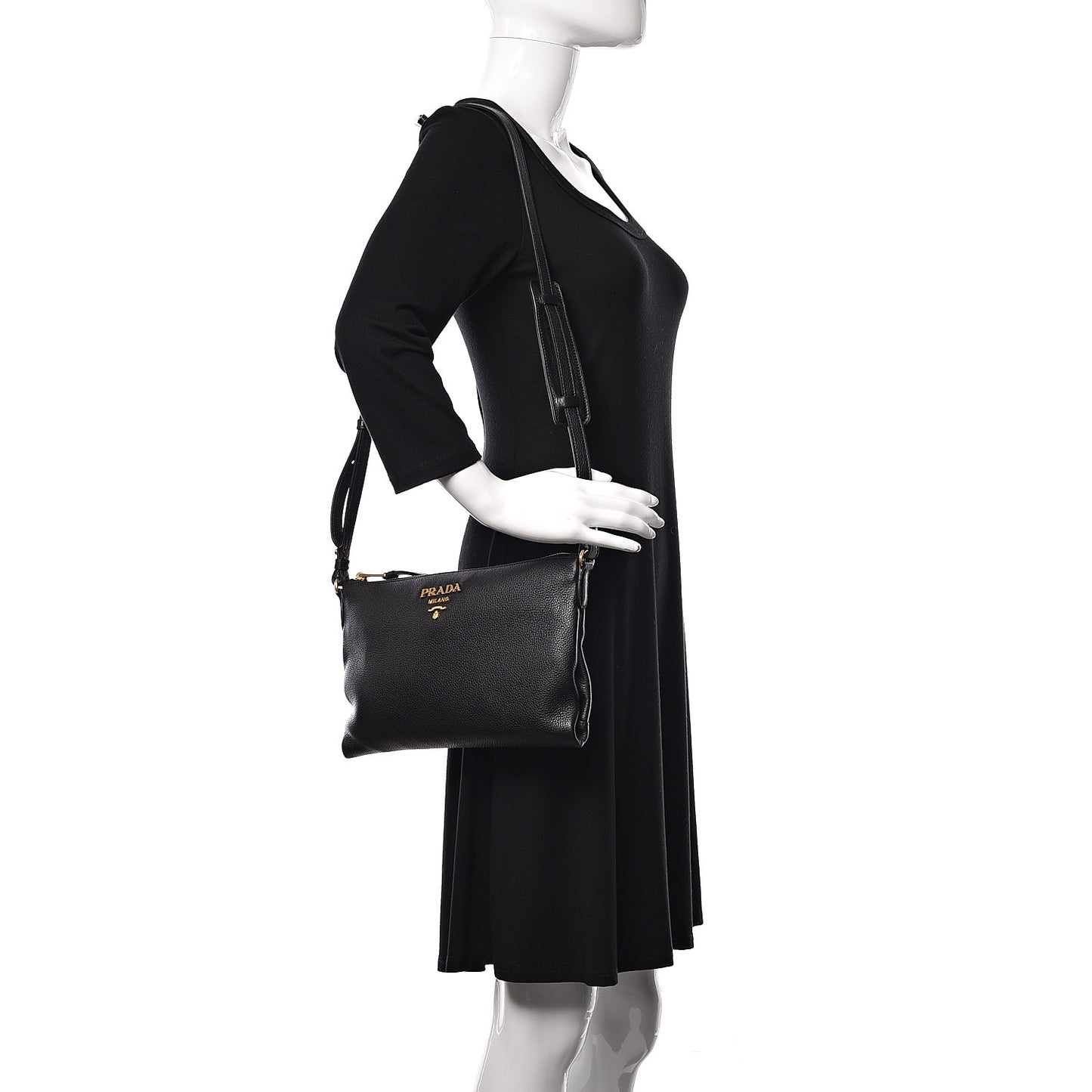 Vitello Daino Crossbody Bag Black