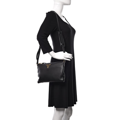 Prada Vitello Daino Crossbody Bag Black 2 of 10