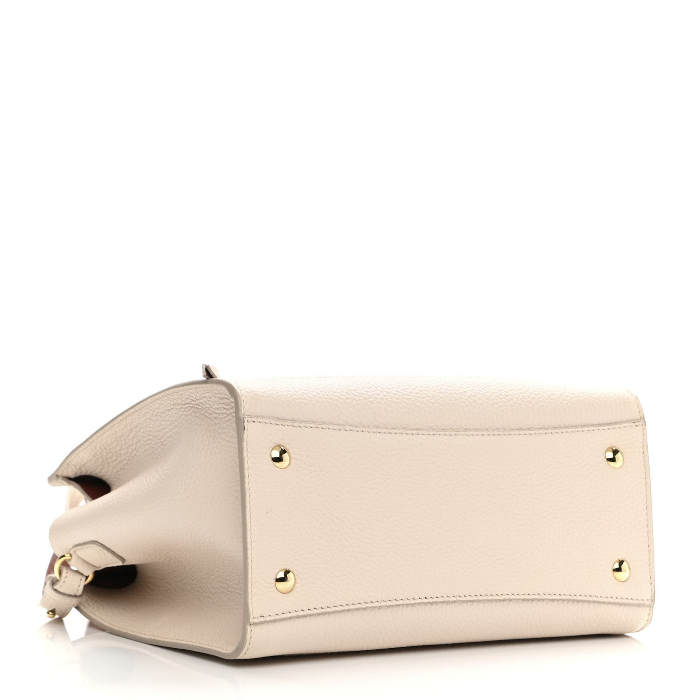 Hammered Calfskin Double Handle Small Amy Tote Bone Copper