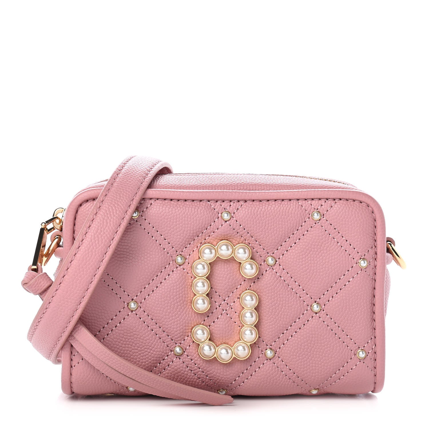 Marc Jacobs Calfskin Quilted Pearl The Softshot 17 Crossbody Pink Rose 1 of 8
