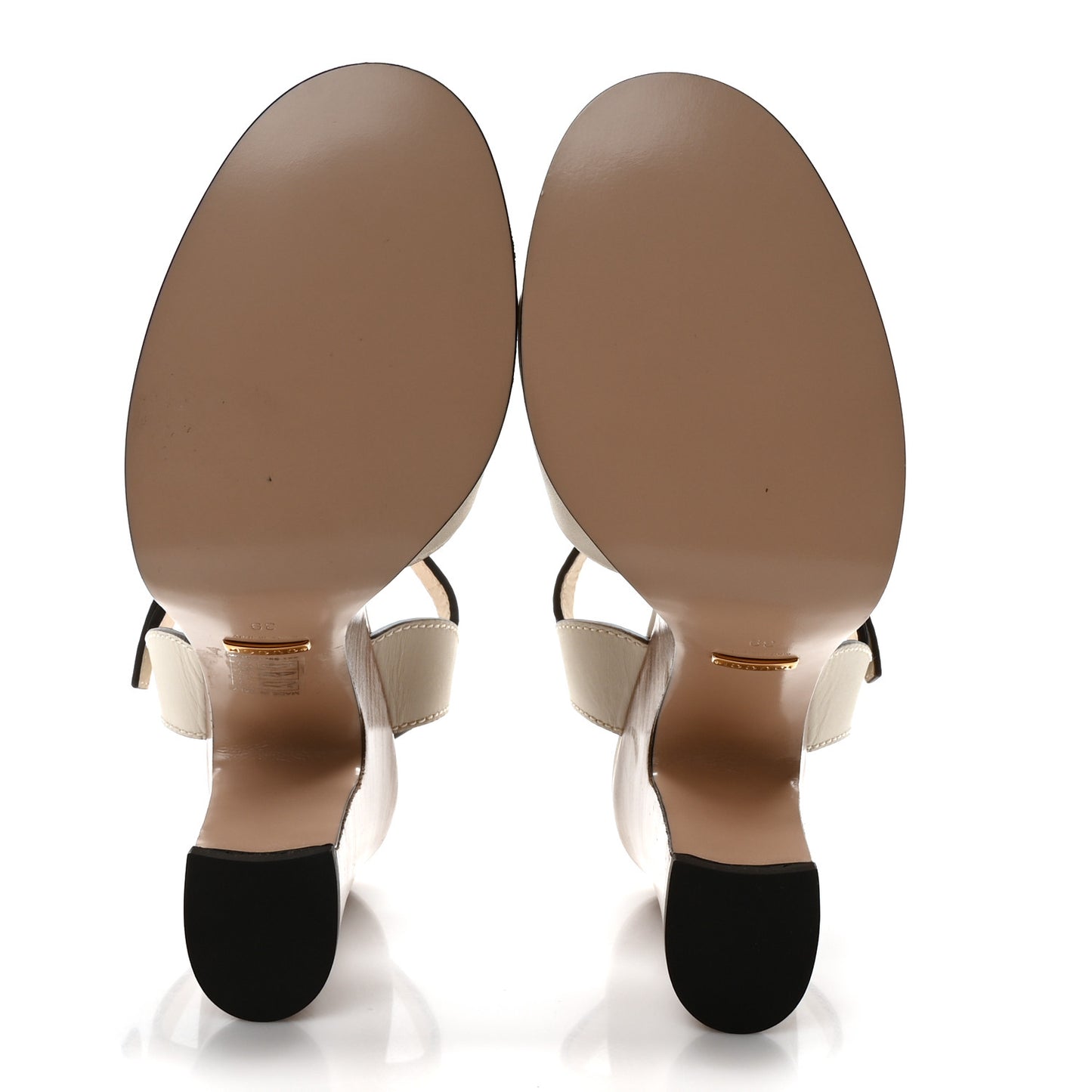 Cosmos Softy Calfskin Wooden Interlocking G Cut-Out 30/120mm Platform Sandals 39 Mystic White