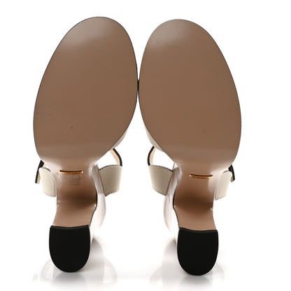 Gucci Cosmos Softy Calfskin Wooden Interlocking G Cut-Out 30/120mm Platform Sandals 39 Mystic White 6 of 9