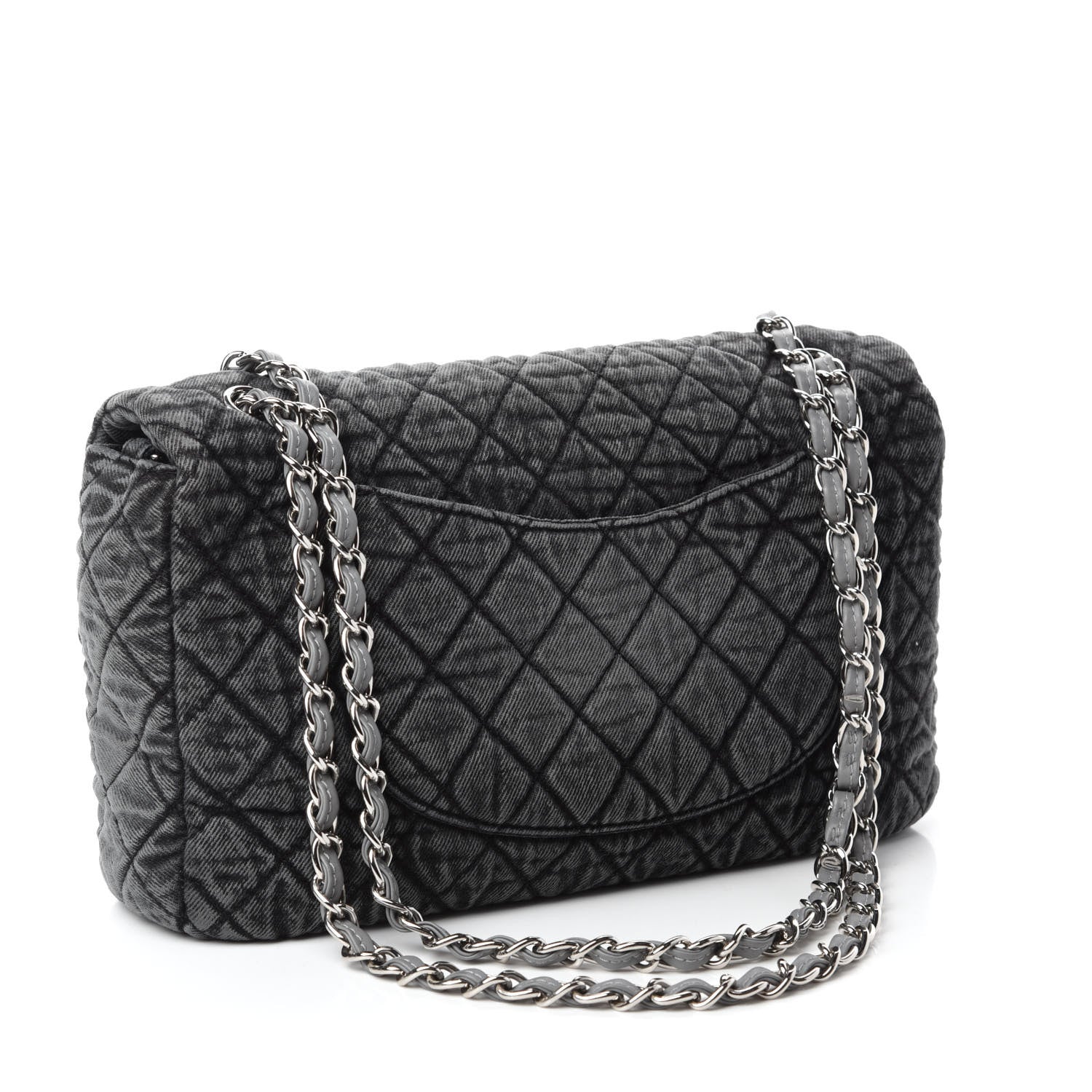 Chanel Denim Quilted Denimpression Flap Grey Black 4 of 12