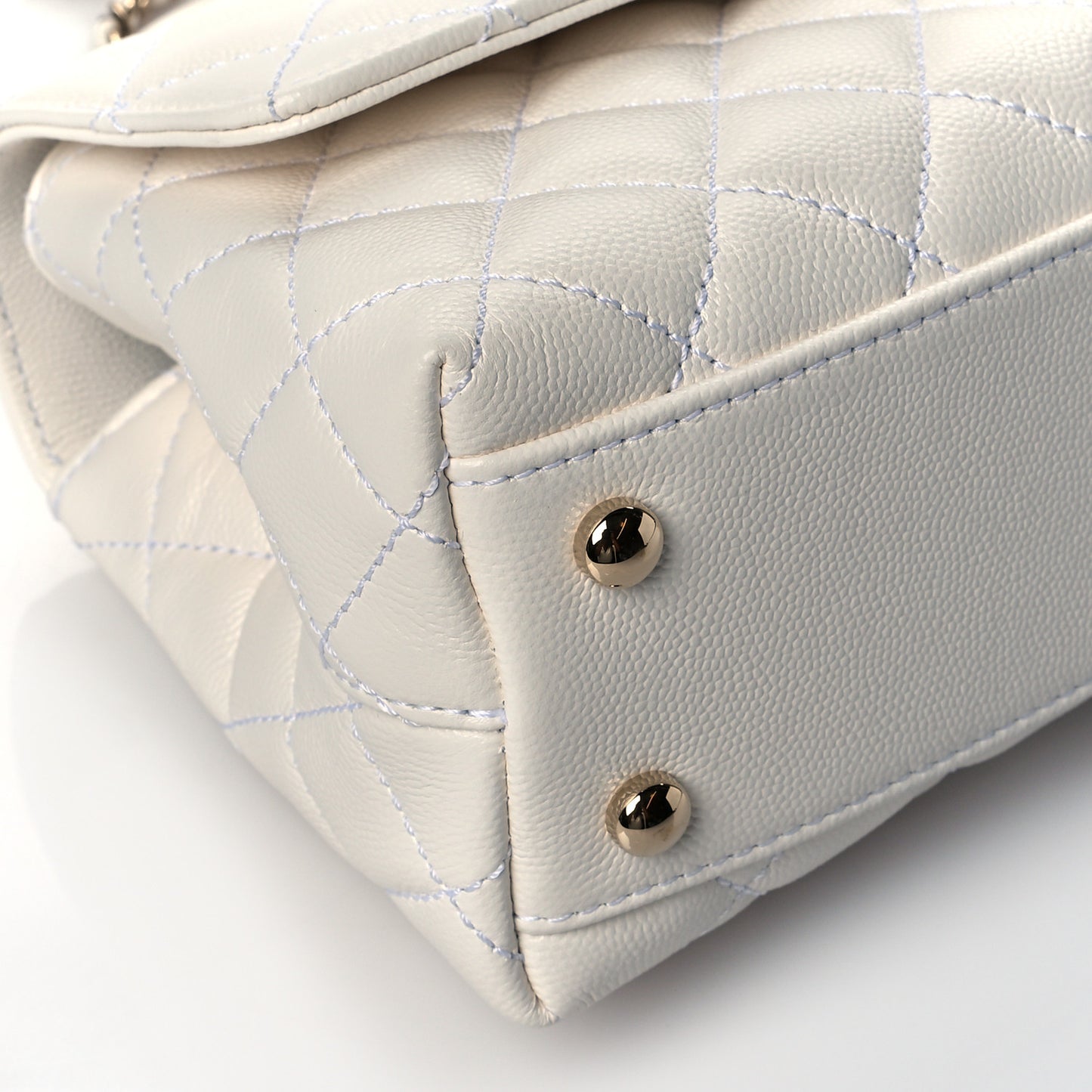 Caviar Quilted Mini Coco Handle Flap White