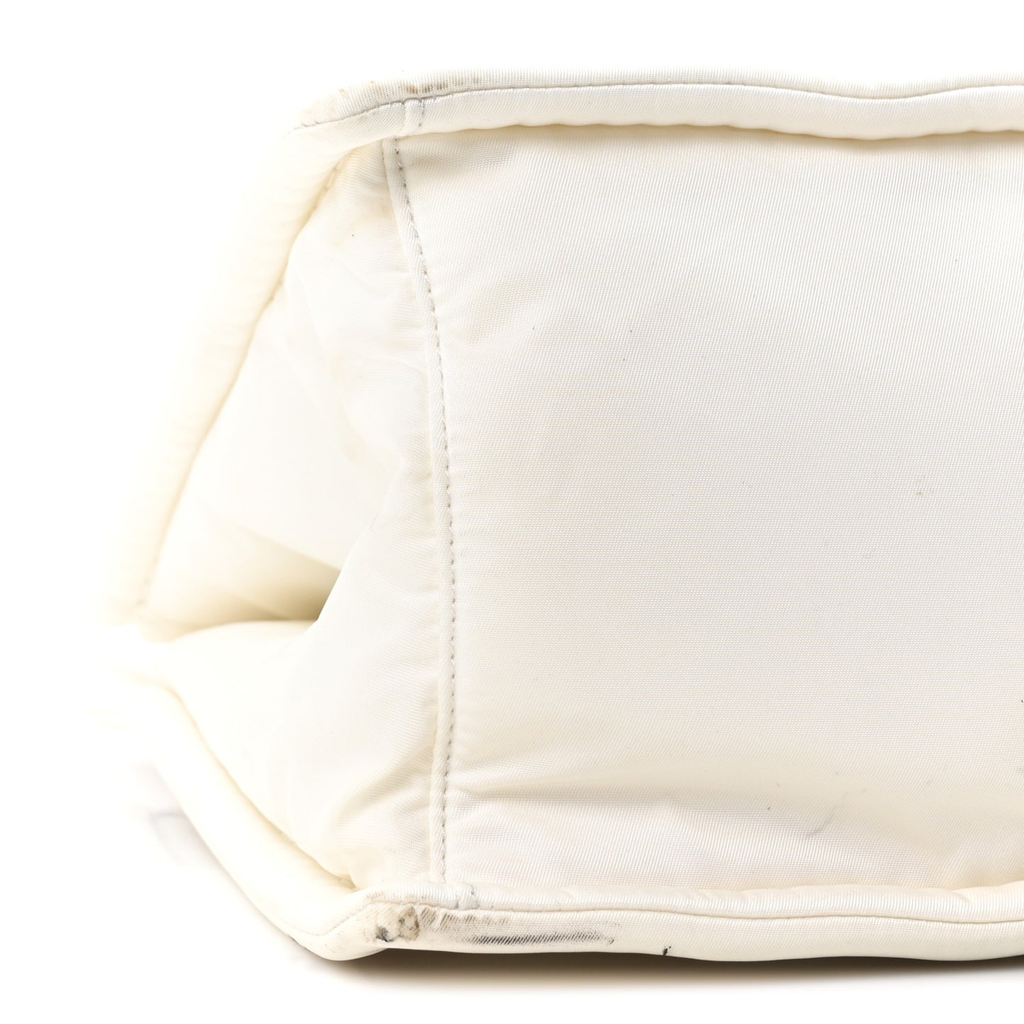 Tessuto Nylon Triangle Chain Tote White