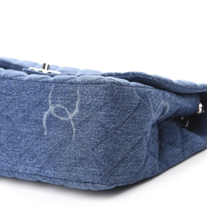 Chanel Denim Quilted CC Print Jumbo Single Flap Blue 7 of 11