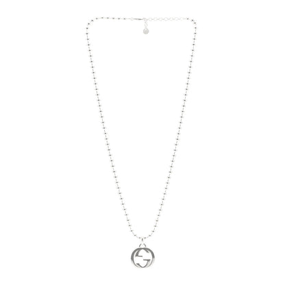 Gucci Sterling Silver Interlocking GG Pendant Beaded Necklace 3 of 4