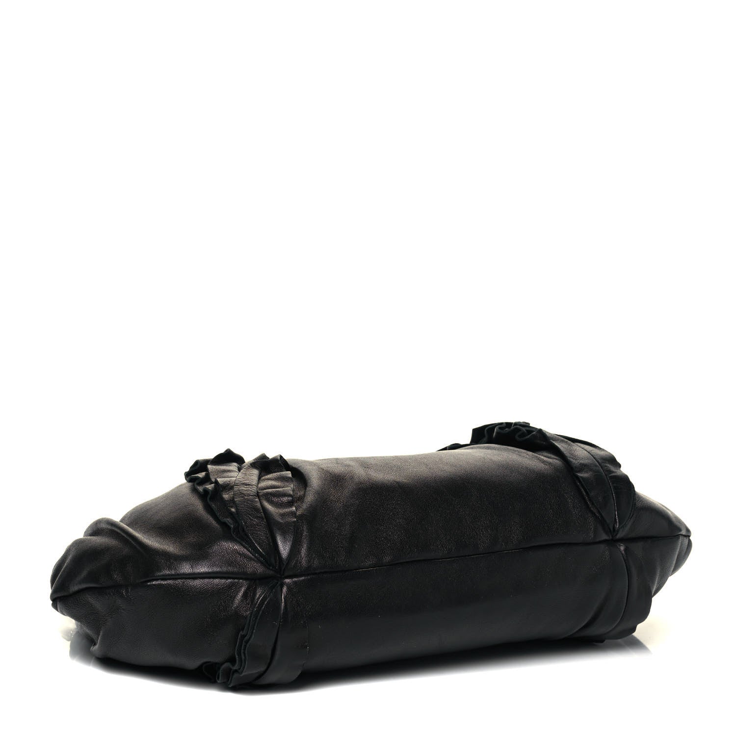 Prada Nappa Ruffle Pochette Bag Black 4 of 9