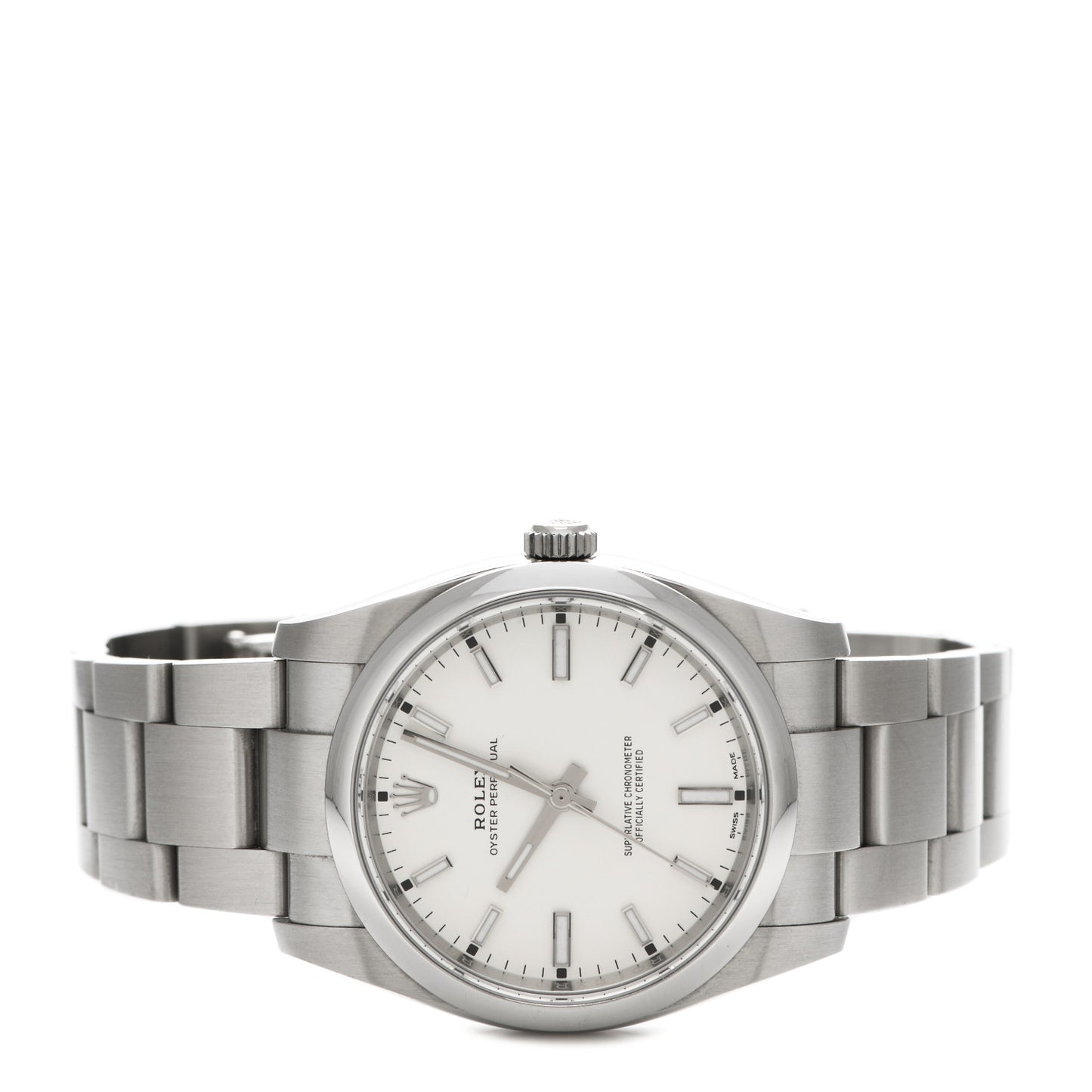 Stainless Steel 34mm Oyster Perpetual Watch White 114200