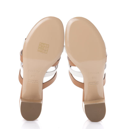 Hermes Calfskin Amica Sandals 37.5 White Natural 6 of 10