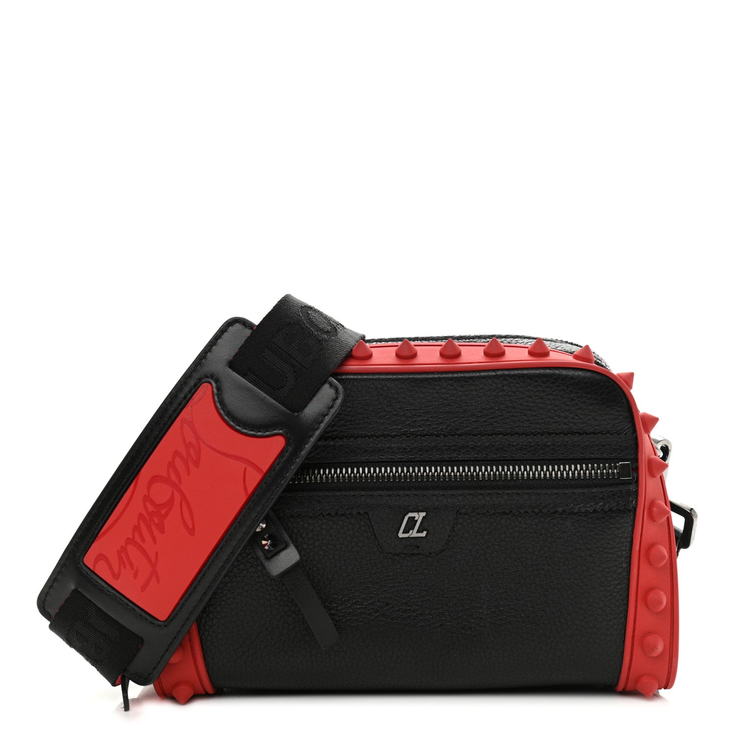Christian Louboutin Empire Calfskin Gomme Spikes Loubitown Crossbody Loubi Black 1 of 10