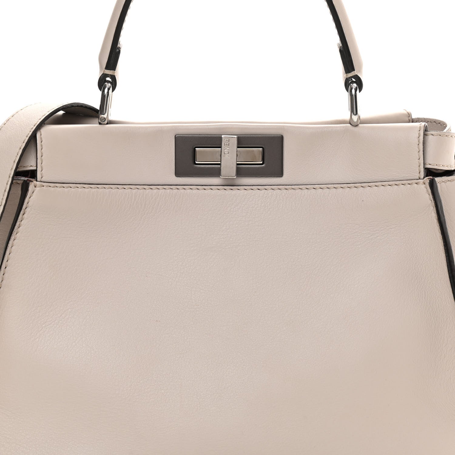 Fendi Vitello Seta Shiny Nappa Medium Peekaboo Iconic Satchel Grigio Polvere Bordeaux 9 of 15